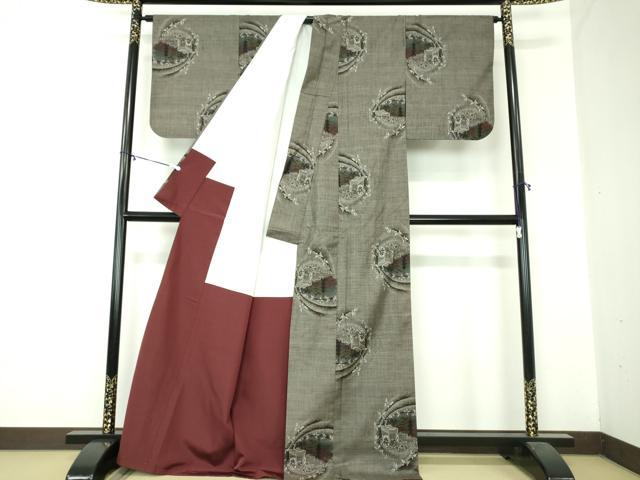 平和屋着物●本場大島紬　9マルキ　総絣　御所車風景花文　正絹　逸品　DABA1459ps