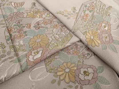 平和屋着物●中国三大刺繍　スワトウ相良刺繍　汕頭相良刺繍　総刺繍　訪問着　花文箱　金糸　正絹　逸品　DABA1481ps