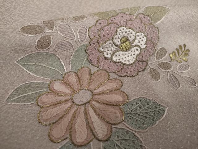 平和屋着物●中国三大刺繍　スワトウ相良刺繍　汕頭相良刺繍　総刺繍　訪問着　花文箱　金糸　正絹　逸品　DABA1481ps