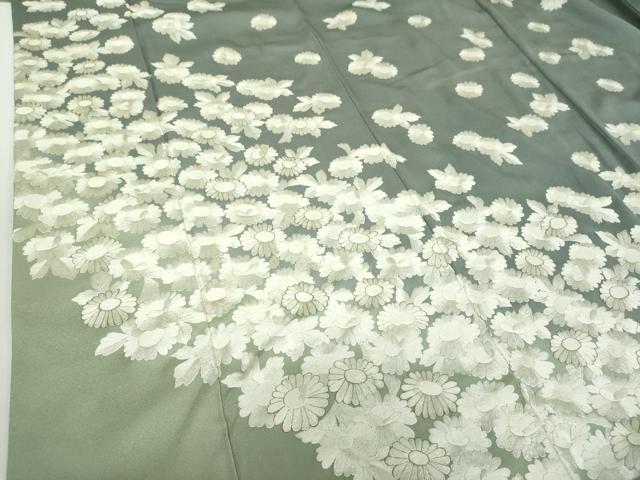平和屋着物○訪問着 総手刺繍 菊尽くし 暈し染め 金糸 ロング