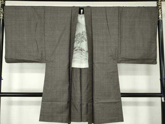 平和屋着物○男性 本場大島紬 アンサンブル 長羽織 120亀甲 総詰め