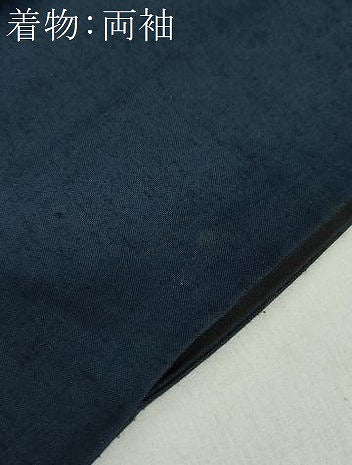 平和屋着物●男性　紬　アンサンブル　長羽織　色無地　濃紺地　正絹　逸品　DABA1493ps