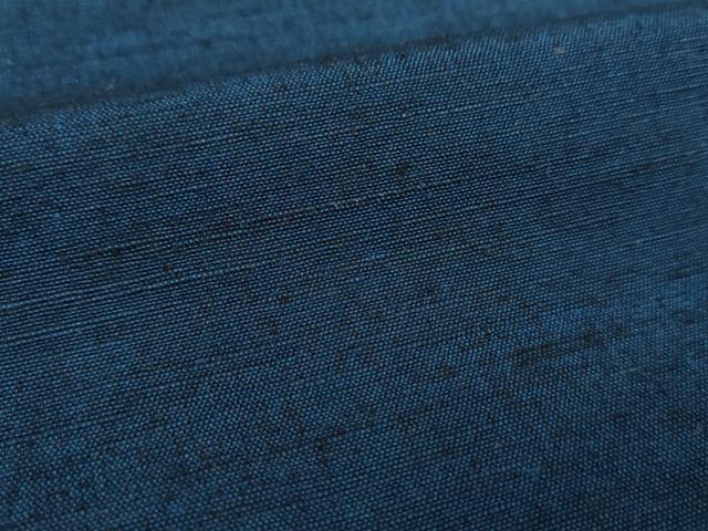 平和屋着物●男性　紬　アンサンブル　色無地　紺地　正絹　逸品　DABA1498ps