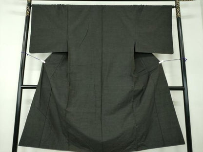平和屋着物●男性　紬　アンサンブル　長羽織　焦げ茶色　正絹　逸品　DABA1499ps