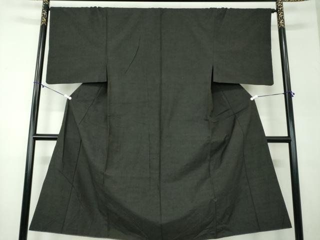 平和屋着物●男性　紬　アンサンブル　長羽織　焦げ茶色　正絹　逸品　DABA1499ps