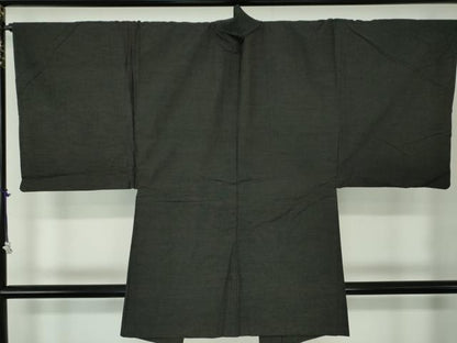 平和屋着物●男性　紬　アンサンブル　長羽織　焦げ茶色　正絹　逸品　DABA1499ps