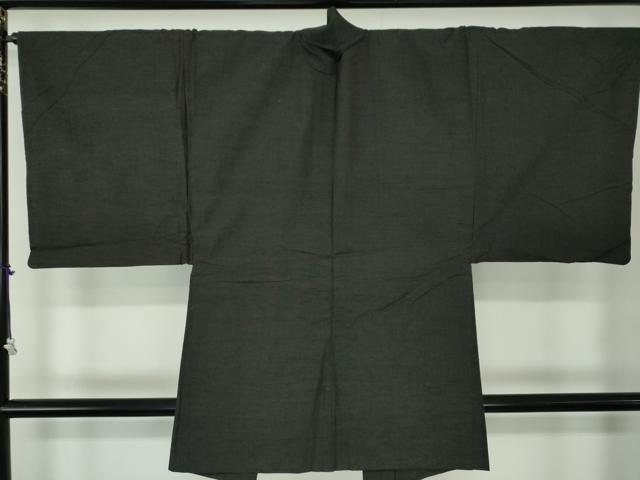 平和屋着物●男性　紬　アンサンブル　長羽織　焦げ茶色　正絹　逸品　DABA1499ps