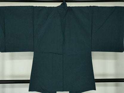 平和屋着物●男性 髭紬 アンサンブル 濃紺地 正絹 逸品 DABA1500ps