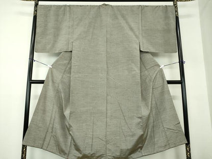 平和屋着物●男性　紬　アンサンブル　キングサイズ　長羽織・髭紬　鈍色　正絹　逸品　DABA1501ps