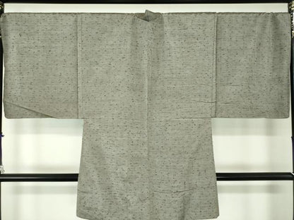 平和屋着物●男性　紬　アンサンブル　キングサイズ　長羽織・髭紬　鈍色　正絹　逸品　DABA1501ps