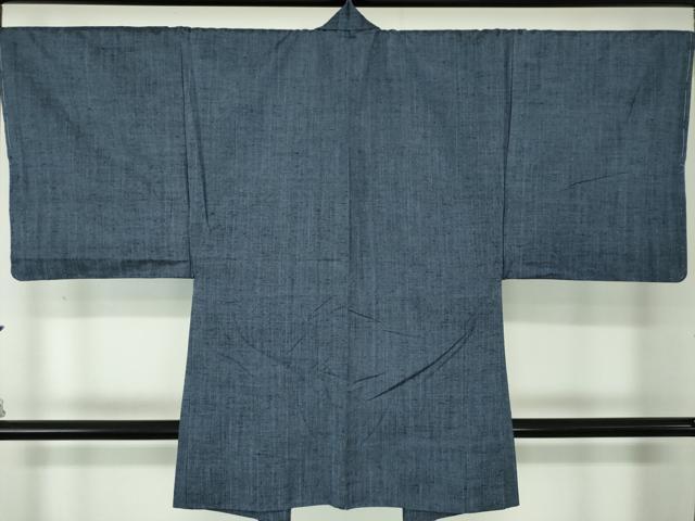 平和屋着物○男性 紬 アンサンブル 長羽織 霞文 正絹 逸品 未使用