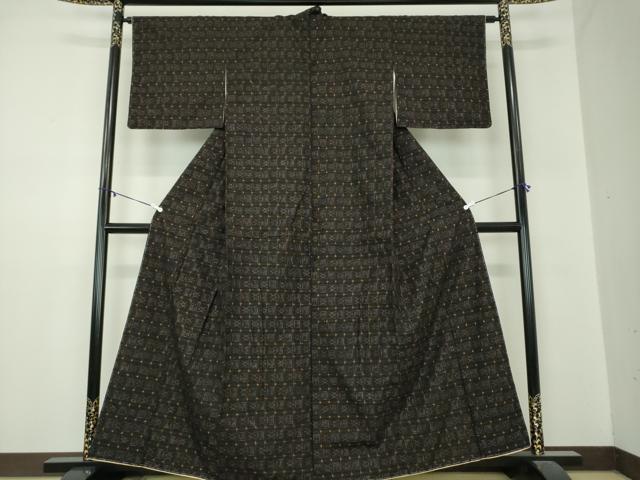 平和屋着物●上質な紬　格子　正絹　逸品　DABA1514ps