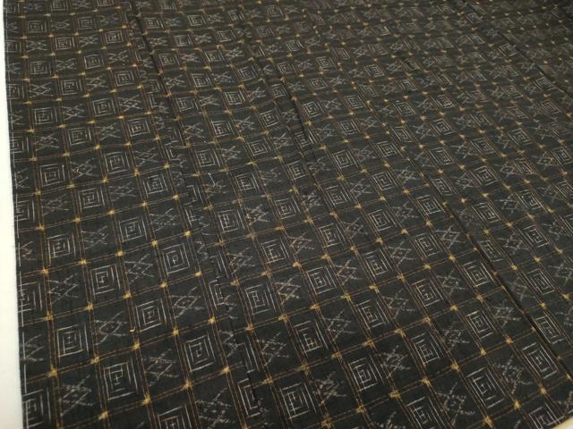 平和屋着物●上質な紬　格子　正絹　逸品　DABA1514ps