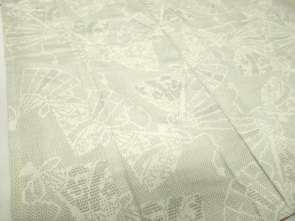 平和屋着物●結城紬 80亀甲 檜扇花文 証紙付き 正絹 逸品 DABA1515ps