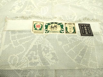 平和屋着物●結城紬 80亀甲 檜扇花文 証紙付き 正絹 逸品 DABA1515ps