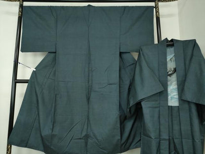 平和屋着物●男性　本場大島紬　アンサンブル　長羽織　100亀甲　総詰め　正絹　逸品　DABA1518ps