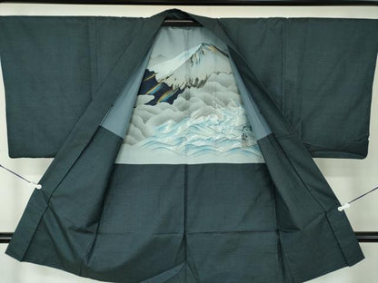 平和屋着物●男性　本場大島紬　アンサンブル　長羽織　100亀甲　総詰め　正絹　逸品　DABA1518ps