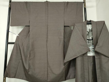 平和屋着物●男性　本場大島紬　アンサンブル　長羽織　亀甲柄　正絹　逸品　DABA1521ps