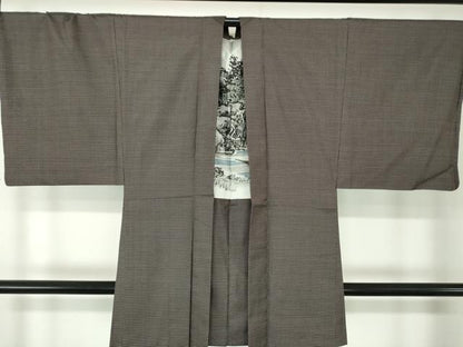 平和屋着物●男性　本場大島紬　アンサンブル　長羽織　亀甲柄　正絹　逸品　DABA1521ps