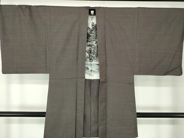 平和屋着物●男性　本場大島紬　アンサンブル　長羽織　亀甲柄　正絹　逸品　DABA1521ps
