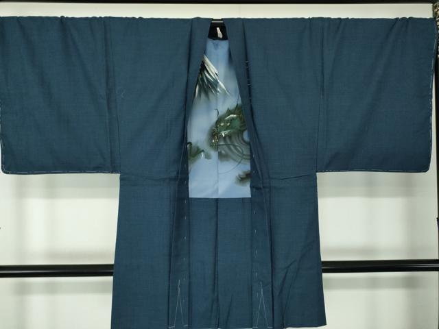 平和屋着物●男性　紬　アンサンブル・長襦袢(無双仕立て)セット　キングサイズ　長羽織　120亀甲　総詰　正絹　逸品　未使用　DABA1523ps