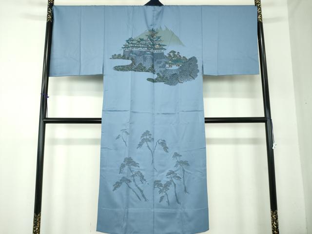 平和屋着物●男性　紬　アンサンブル・長襦袢(無双仕立て)セット　キングサイズ　長羽織　120亀甲　総詰　正絹　逸品　未使用　DABA1523ps
