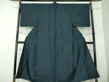 平和屋着物●男性　紬　アンサンブル・長襦袢(無双仕立て)セット　長羽織　100亀甲　総詰め　正絹　逸品　DABA1524ps