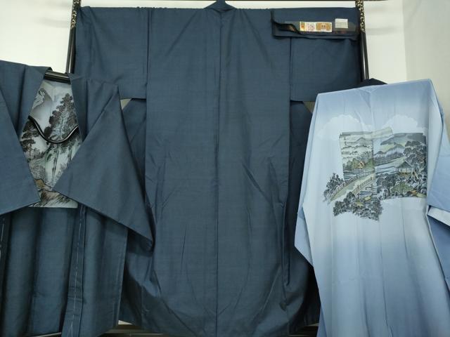 平和屋着物●男性　本場大島紬　アンサンブル・長襦袢(袷)セット　キングサイズ　長羽織　100亀甲　総詰め　正絹　逸品　DABA1505ps 平和屋着物○男性 本場大島紬 アンサンブル・長襦袢(袷)セット キング