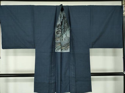 平和屋着物●男性 本場大島紬 アンサンブル・長襦袢(袷)セット キングサイズ 長羽織 100亀甲 総詰 植田とも子作 証紙付 逸品 DABA1525ps