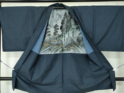 平和屋着物●男性 本場大島紬 アンサンブル・長襦袢(袷)セット キングサイズ 長羽織 100亀甲 総詰 植田とも子作 証紙付 逸品 DABA1525ps