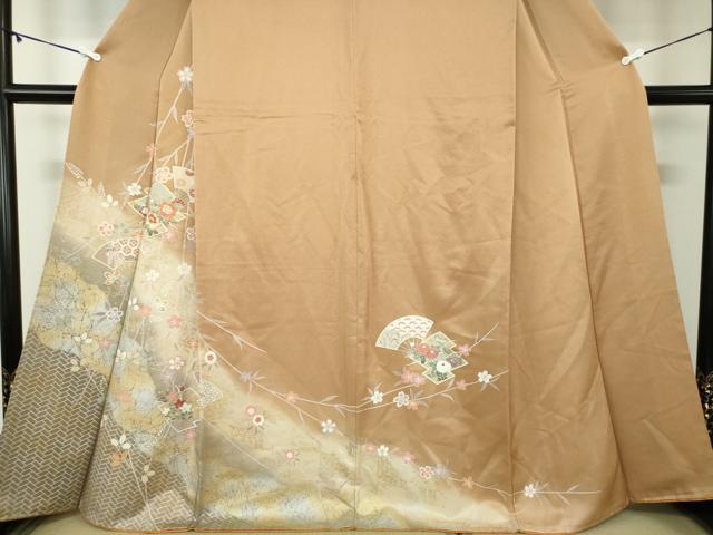 平和屋着物●訪問着　駒刺繍　松皮菱花文　暈し染め　金銀彩　正絹　逸品　DABA1532ps