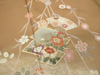 平和屋着物●訪問着　駒刺繍　松皮菱花文　暈し染め　金銀彩　正絹　逸品　DABA1532ps