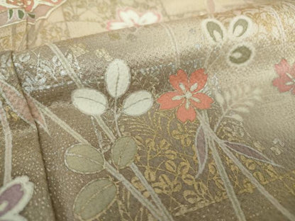 平和屋着物●訪問着　駒刺繍　松皮菱花文　暈し染め　金銀彩　正絹　逸品　DABA1532ps