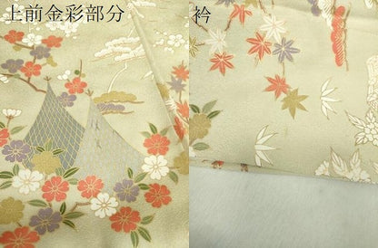 平和屋着物●訪問着 駒刺繍 風景花文 金彩 正絹 逸品 DABA1549ps