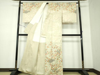 平和屋着物●訪問着 駒刺繍 風景花文 金彩 正絹 逸品 DABA1549ps