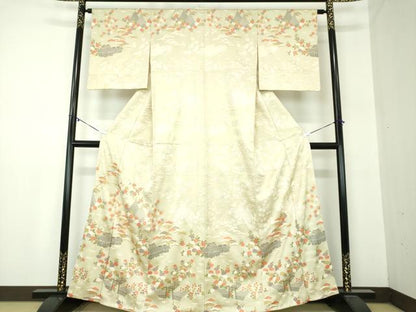 平和屋着物●訪問着 駒刺繍 風景花文 金彩 正絹 逸品 DABA1549ps