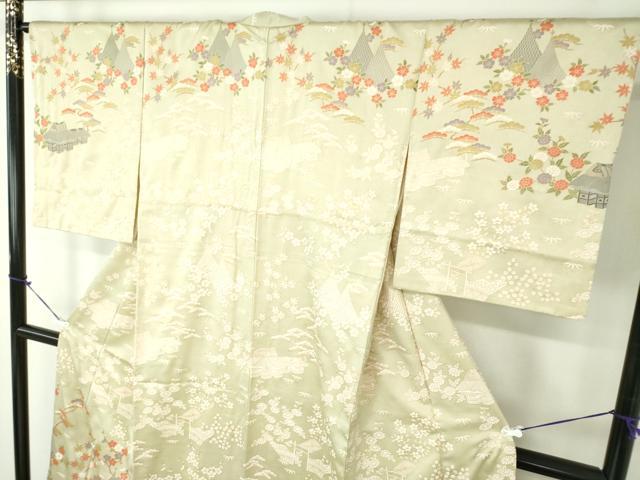 平和屋着物●訪問着 駒刺繍 風景花文 金彩 正絹 逸品 DABA1549ps