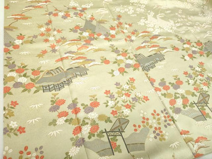 平和屋着物●訪問着 駒刺繍 風景花文 金彩 正絹 逸品 DABA1549ps