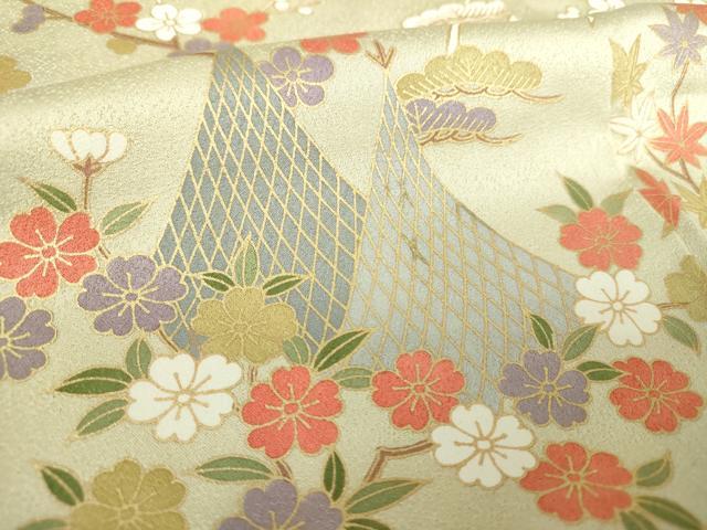 平和屋着物●訪問着 駒刺繍 風景花文 金彩 正絹 逸品 DABA1549ps