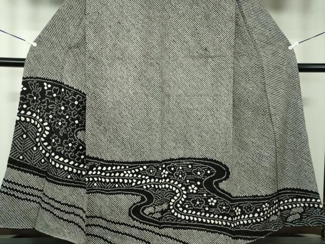 平和屋着物○訪問着 総絞り 流水花文 黒地 正絹 逸品 未使用