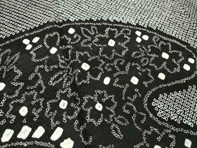 平和屋着物○訪問着 総絞り 流水花文 黒地 正絹 逸品 未使用