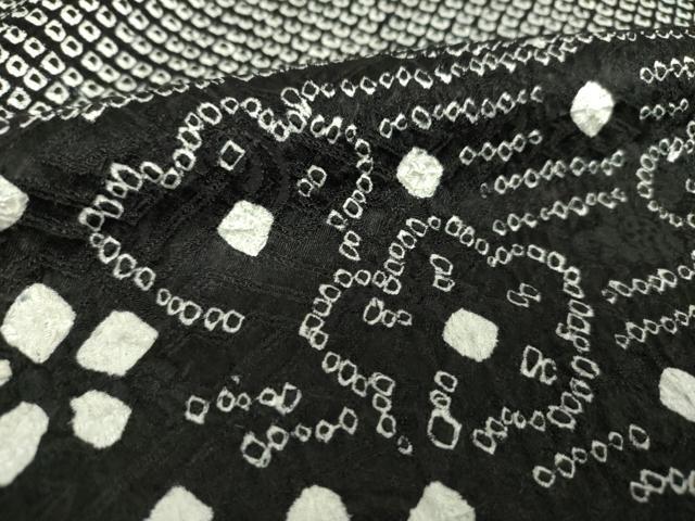 平和屋着物○訪問着 総絞り 流水花文 黒地 正絹 逸品 未使用