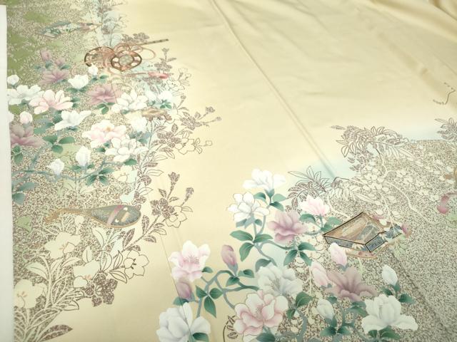 平和屋着物●訪問着　刺繍　楽器花文　暈し染め　金彩　正絹　逸品　未使用　DABA1570ps 平和屋着物○訪問着 刺繍 楽器花文 暈し染め 金彩 正絹 逸品