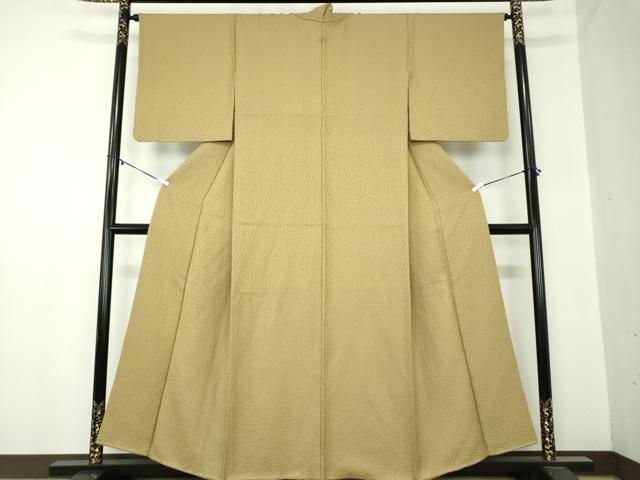 平和屋着物●上質な色無地　小花地紋　榛色　正絹　逸品　DABA1573ps