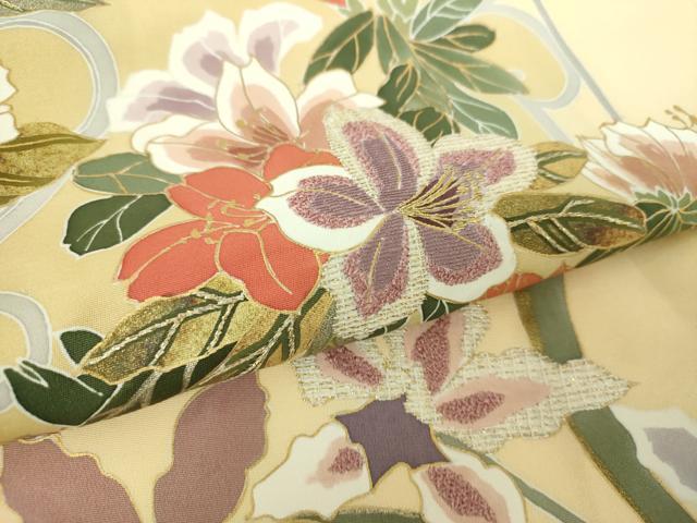 平和屋着物●豪華色留袖　刺繍　草花文　金彩　正絹　逸品　DABA1574ps 平和屋着物○豪華色留袖 刺繍 草花文 金彩 正絹 逸品 DABA1574ps