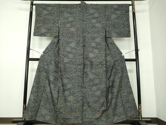 平和屋着物●本場大島紬 7マルキ 総絣 花丸文 正絹 逸品 DABA1594ps