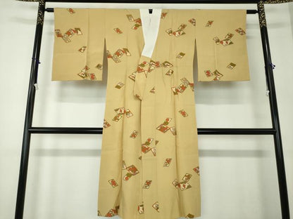平和屋着物●上質な長襦袢　無双仕立て　花札　金彩　正絹　逸品　DABA1603ps