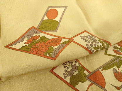 平和屋着物●上質な長襦袢　無双仕立て　花札　金彩　正絹　逸品　DABA1603ps