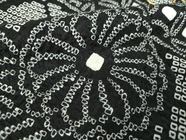 平和屋着物●豪華振袖　駒刺繍　絞り　花熨斗文　黒地　金糸　正絹　逸品　DABA1614ps