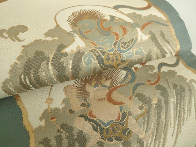 平和屋着物●つけ帯　風神雷神　金糸　正絹　逸品　DABA1623ps 平和屋着物○つけ帯 風神雷神 金糸 正絹 逸品 DABA1623psの通販 by
